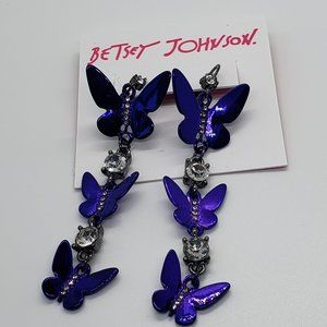 Betsey Johnson - Purple Butterfly Linear Earrings